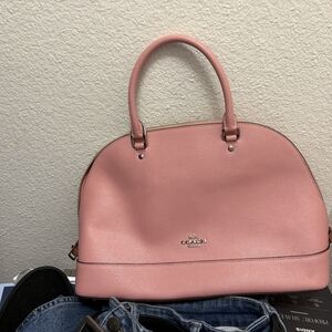 Coach Pink Satchel with Structured Design and Top Handles